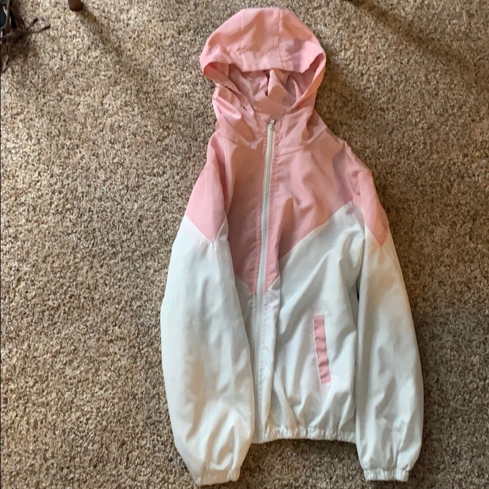 Pink and white wind breaker